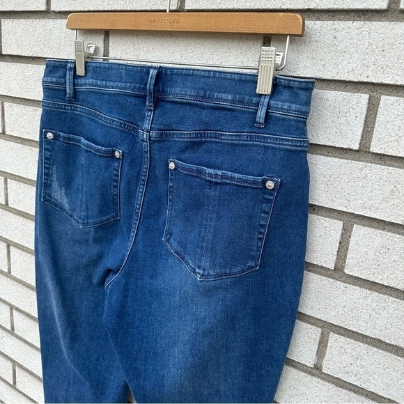 J Jill Kick Flare Ankle Jeans Raw Fray Hem Waverly Wash Stretch Denim 8 Classic - Picture 8 of 16